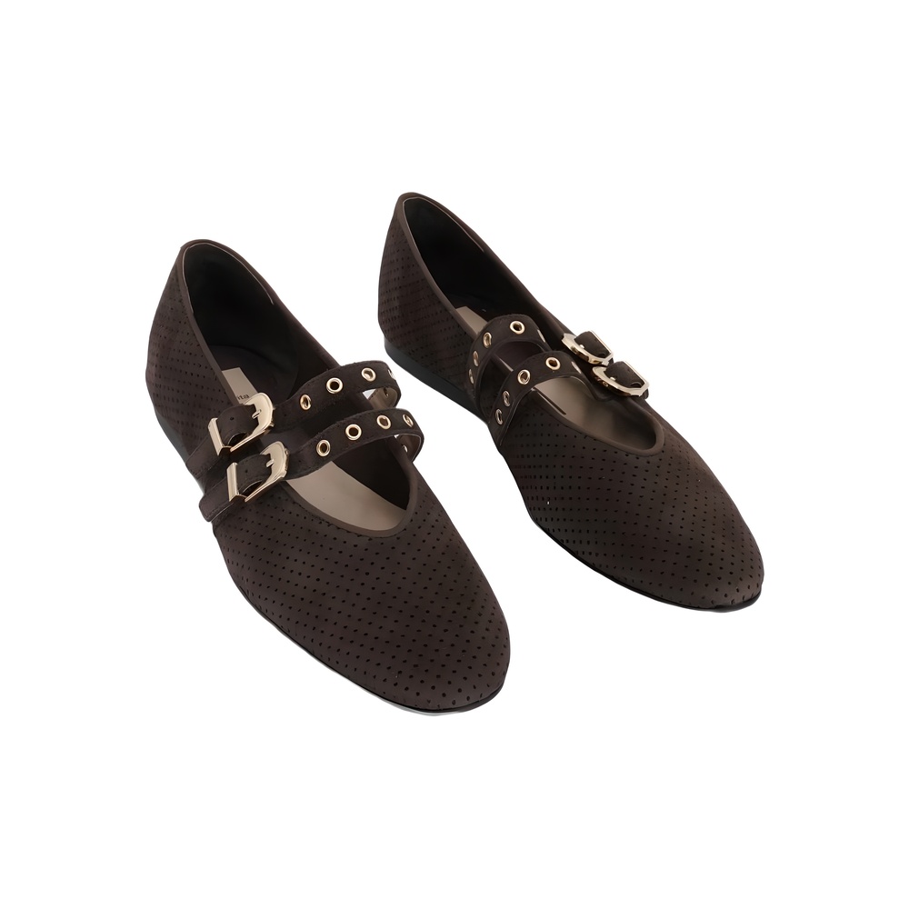 Dolce Vita Baylee Grommet Ballet Flats Brown Perforated Suede Size 9.5
